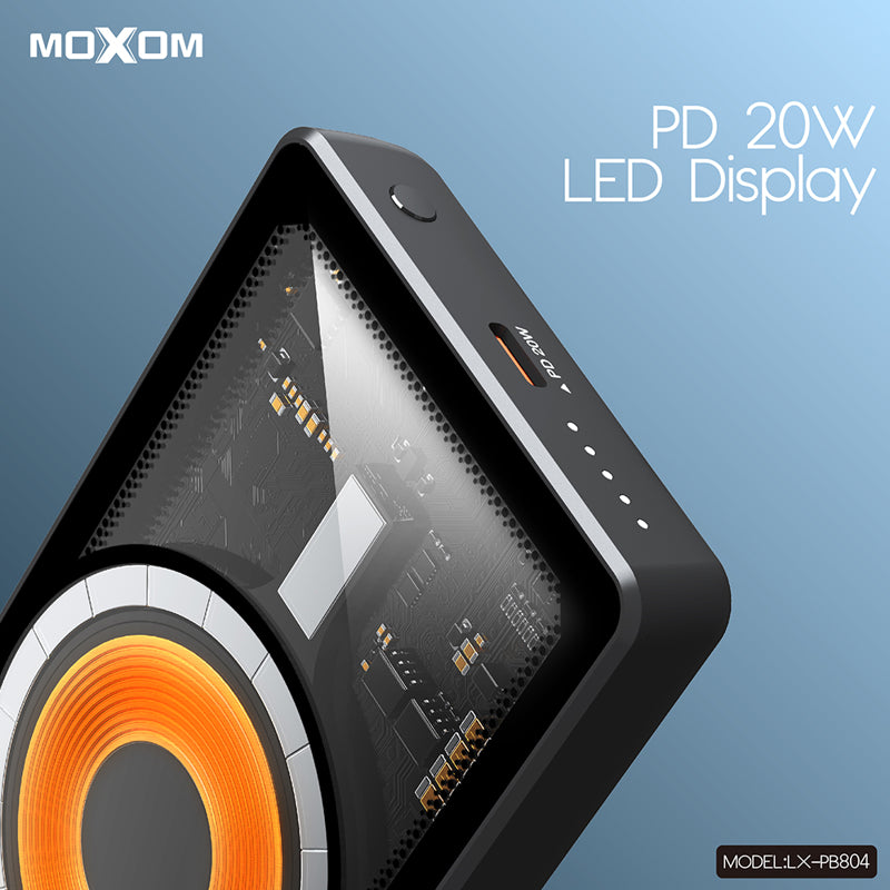 Power Bank MagSafe Moxom LX-PB804 LED SCP22.5+ PD20W 5000mAh crni