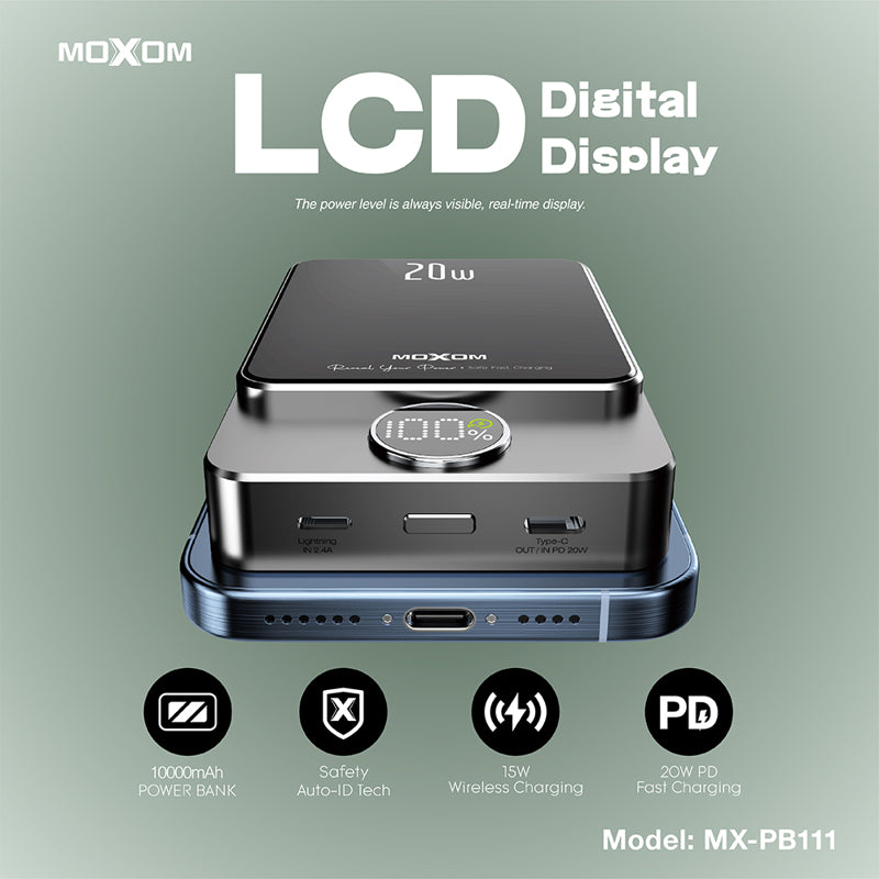 Power Bank MagSafe Moxom MX-PB111 LED PD20W 10000mAh ljubicasti