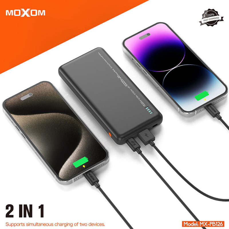 Power bank Moxom MX-PB126 PD20W QC18W SCP22.5W 10000mAh 2.4A crni