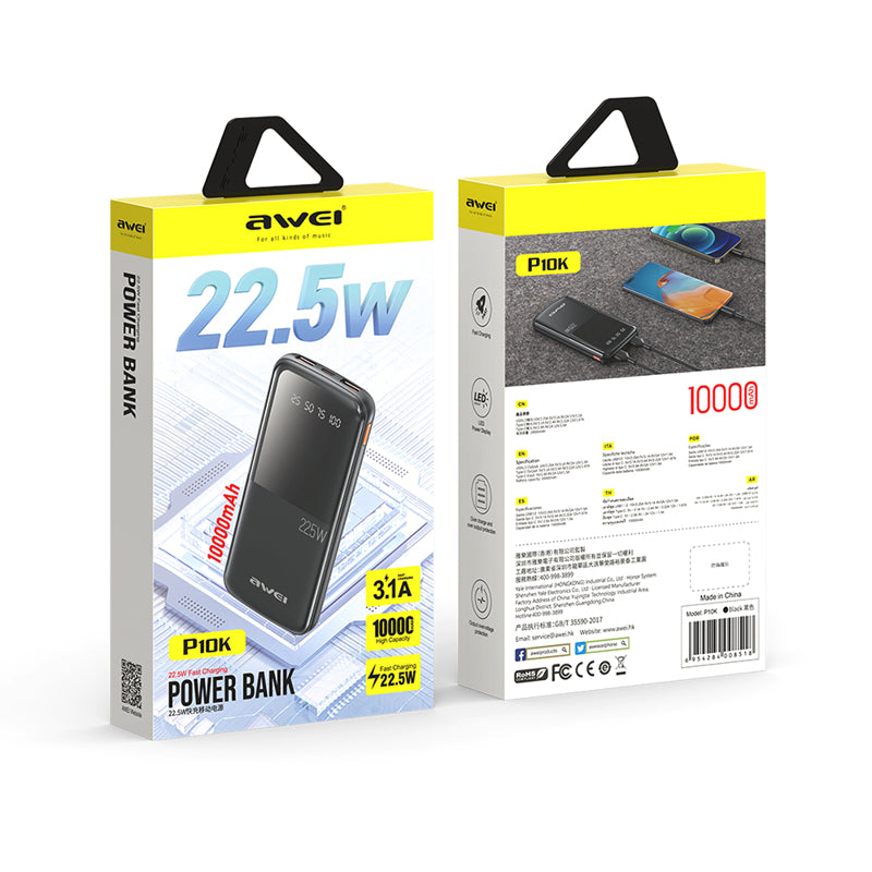 Power bank AWEI P10K 10000mAh crni