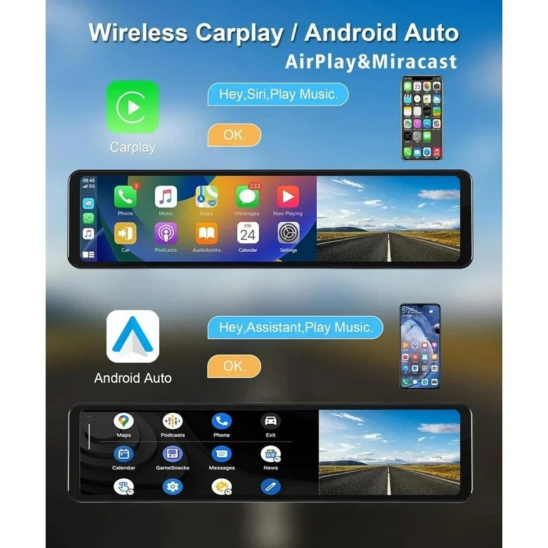 Pametni retrovizor sa 4k kamerom CarPlay i Android Auto