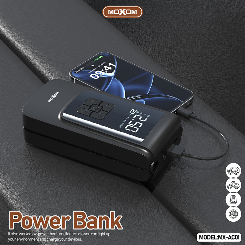 Multifunkcionalna pumpa sa power bankom Moxom MX-AC01 crna