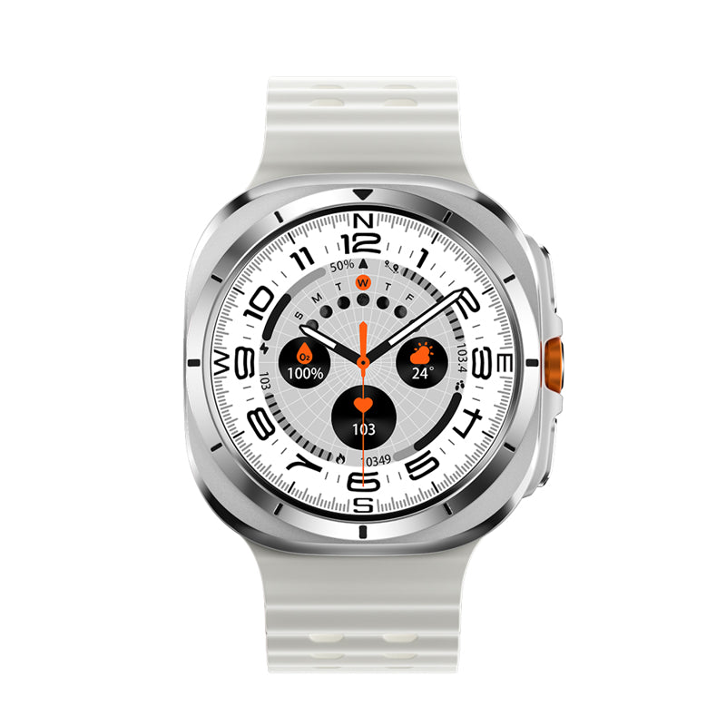 Smart watch W7 Watch Ultra srebrni (bela silikonska narukvica)