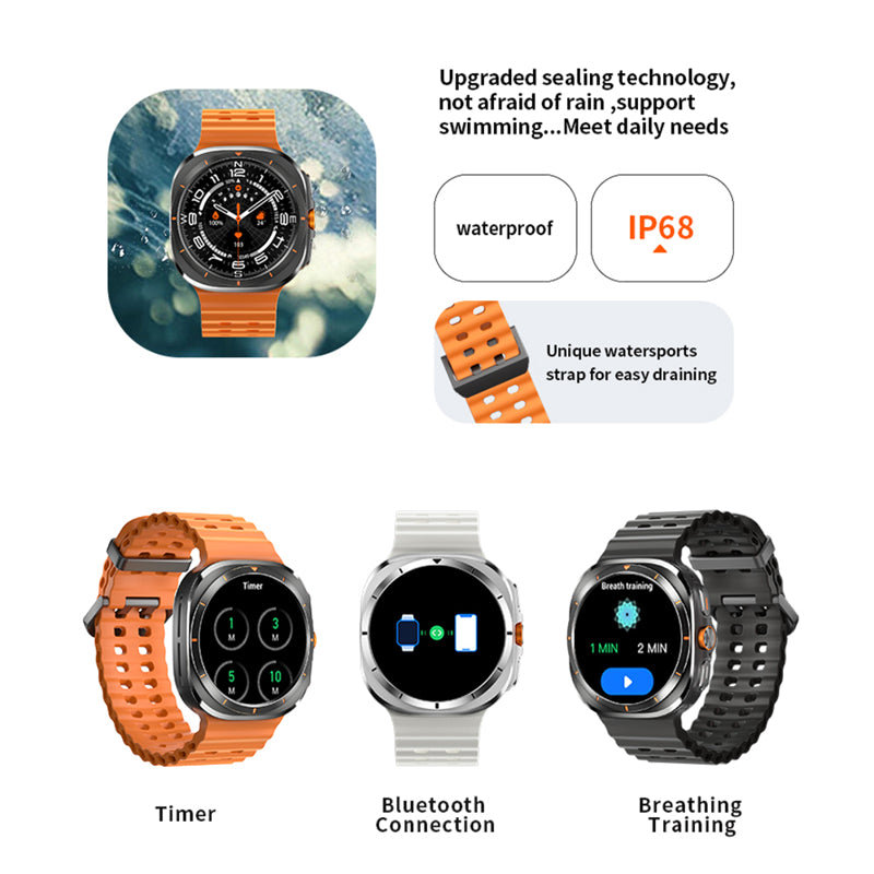 Smart watch W7 Watch Ultra srebrni (bela silikonska narukvica)