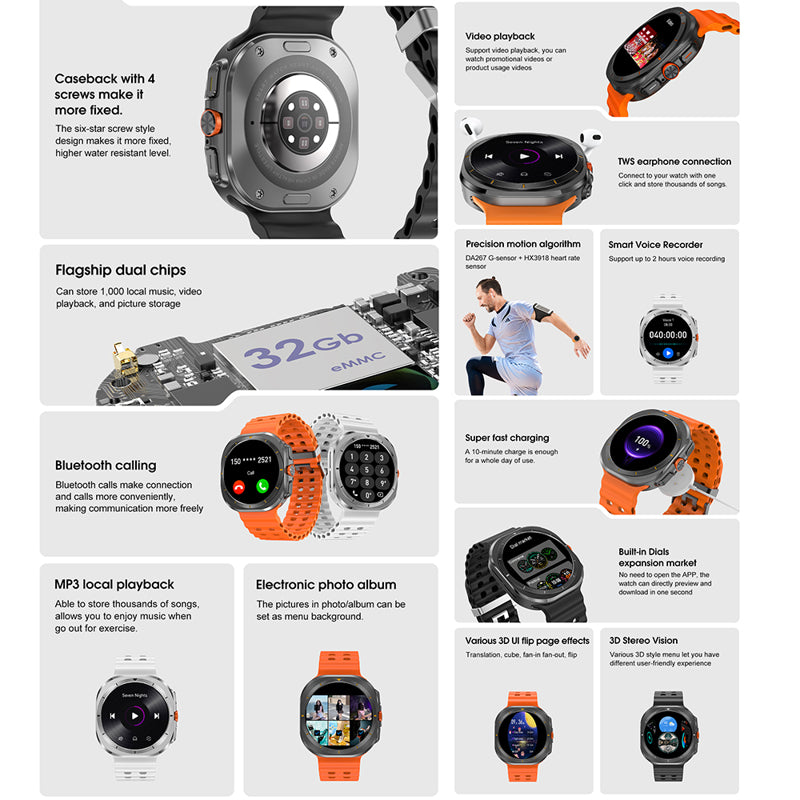 Smart watch DT WATCH ULTRA srebrni (bela silikonska narukvica)