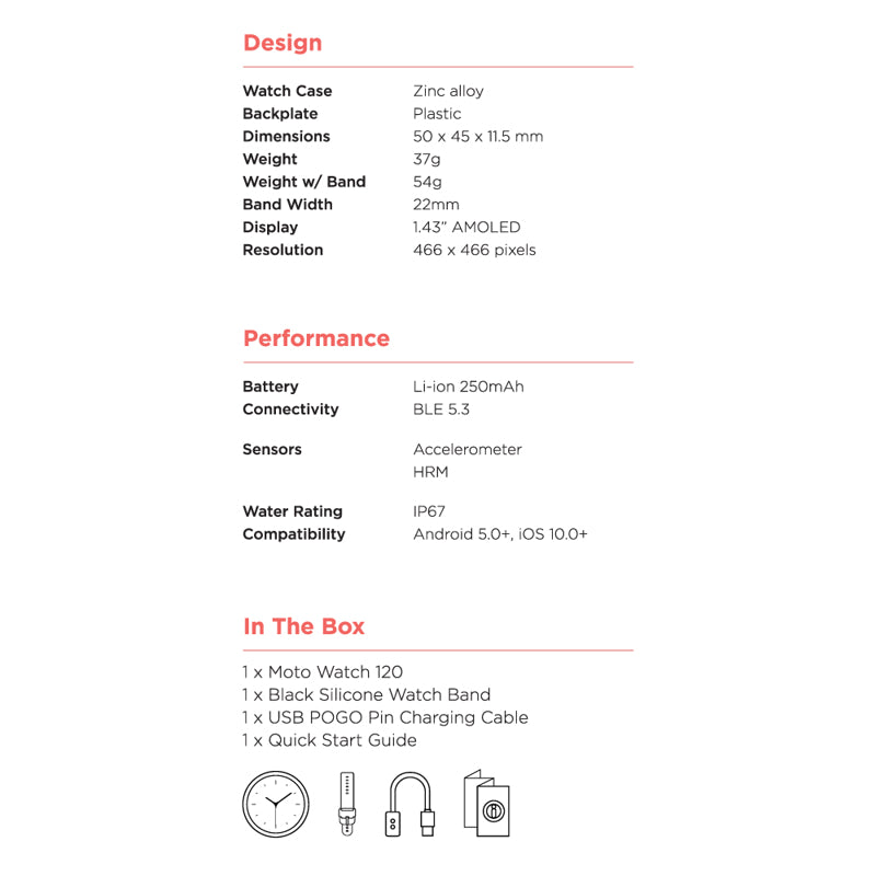 Smart watch Motorola Moto Watch 120 srebrni