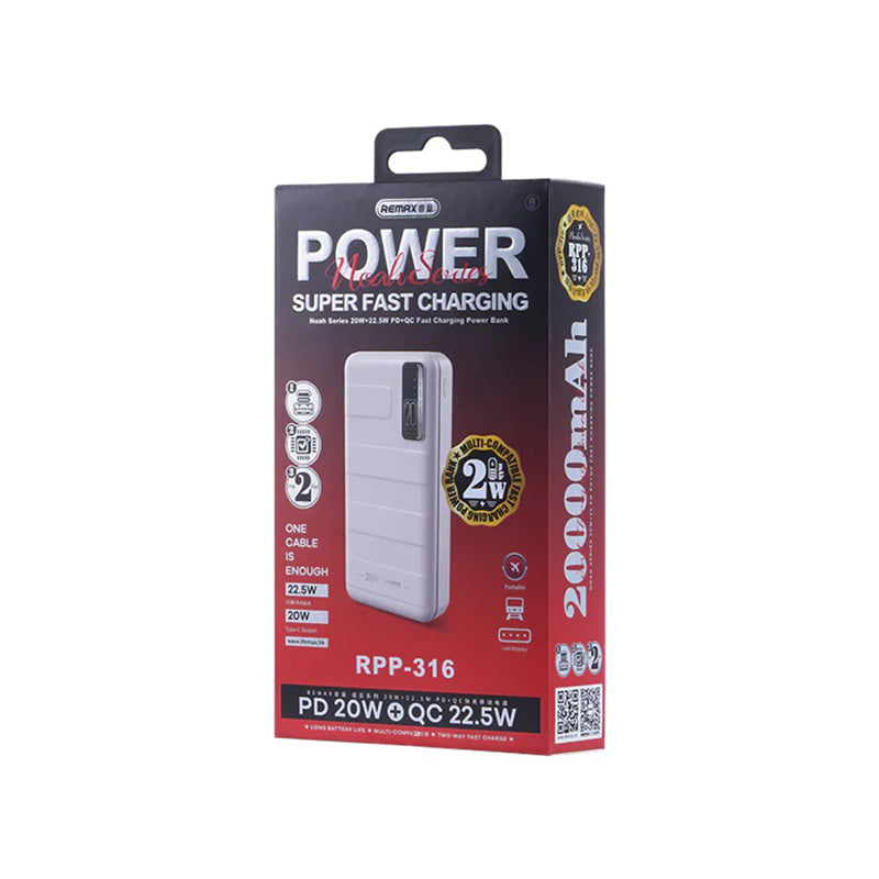 REMAX Noah Series PD20W+QC22.5W Fast Charging Power Bank 20000mAh  RPP-316 beli
