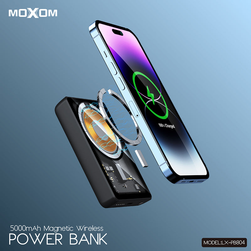 Power Bank MagSafe Moxom LX-PB804 LED SCP22.5+ PD20W 5000mAh crni