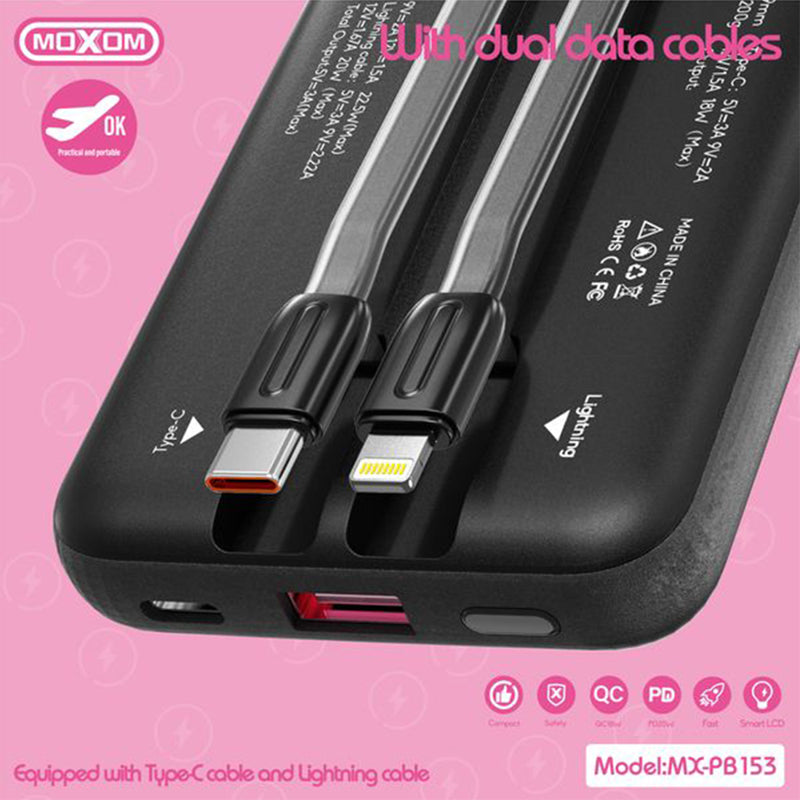 Power bank Moxom MX-PB153 super brzi PD20W QC18W SCP22.5W 10000mAh 3A crni