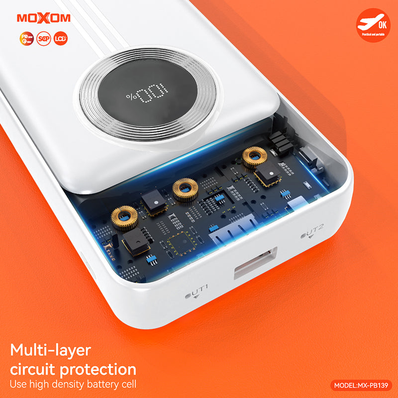 Power bank moxom MX-PB139 fast 20000mAh QC22.5W+ PD20W  2.4A crni