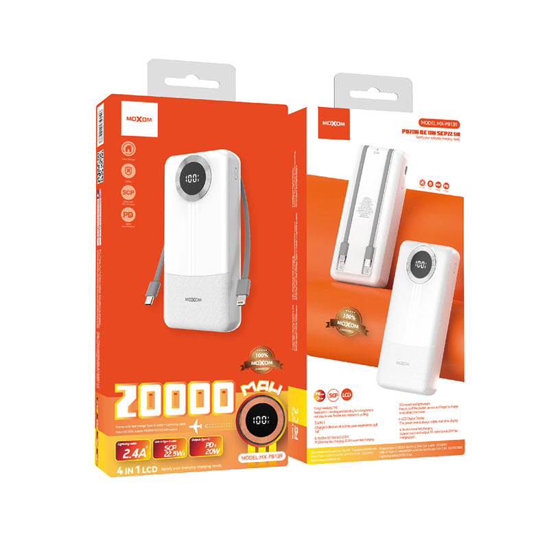 Power bank moxom MX-PB139 fast 20000mAh SCP22.5W+ PD20W  2.4A beli