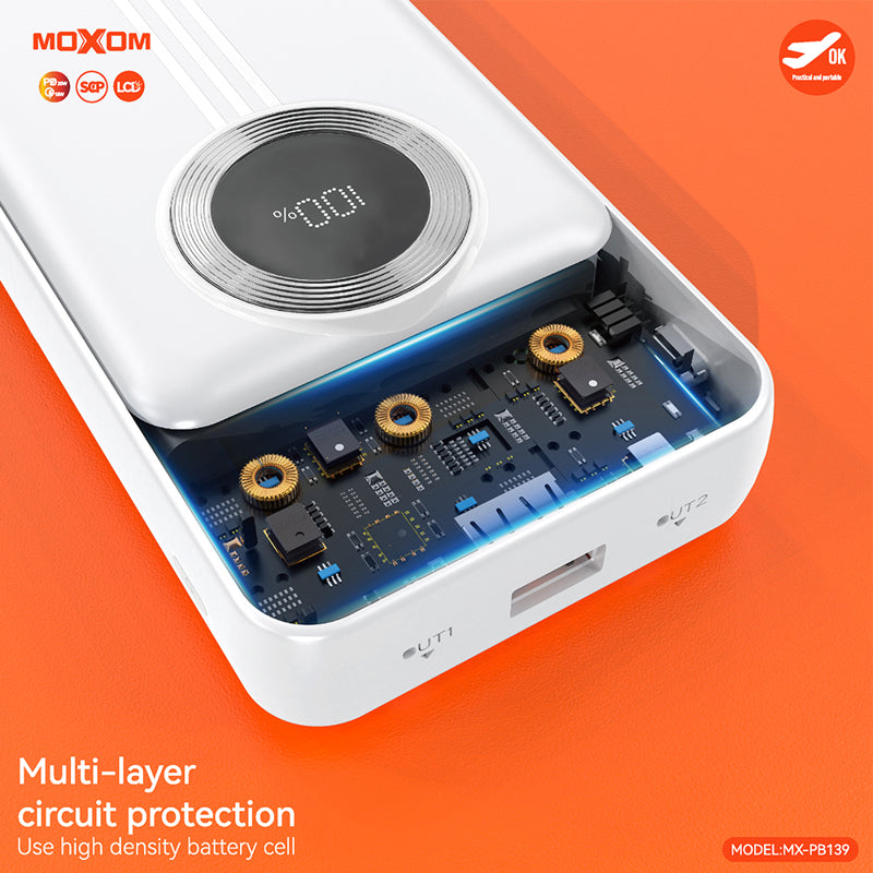 Power bank moxom MX-PB139 fast 20000mAh SCP22.5W+ PD20W  2.4A beli