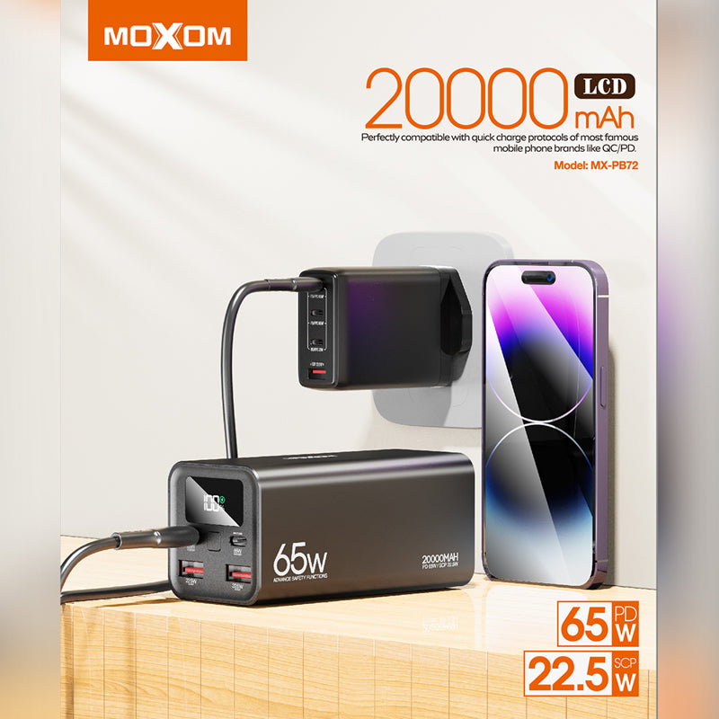 Power bank Moxom MX-PB72 PD20W+ QC22.5W 65W 20000mAh