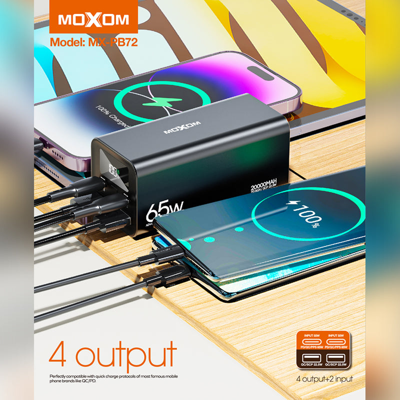 Power bank Moxom MX-PB72 PD20W+ QC22.5W 65W 20000mAh