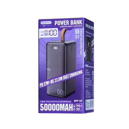 Power bank REMAX Piloteer 20W PD+22.5W 2.4A 50000mAh RPP-117 crni