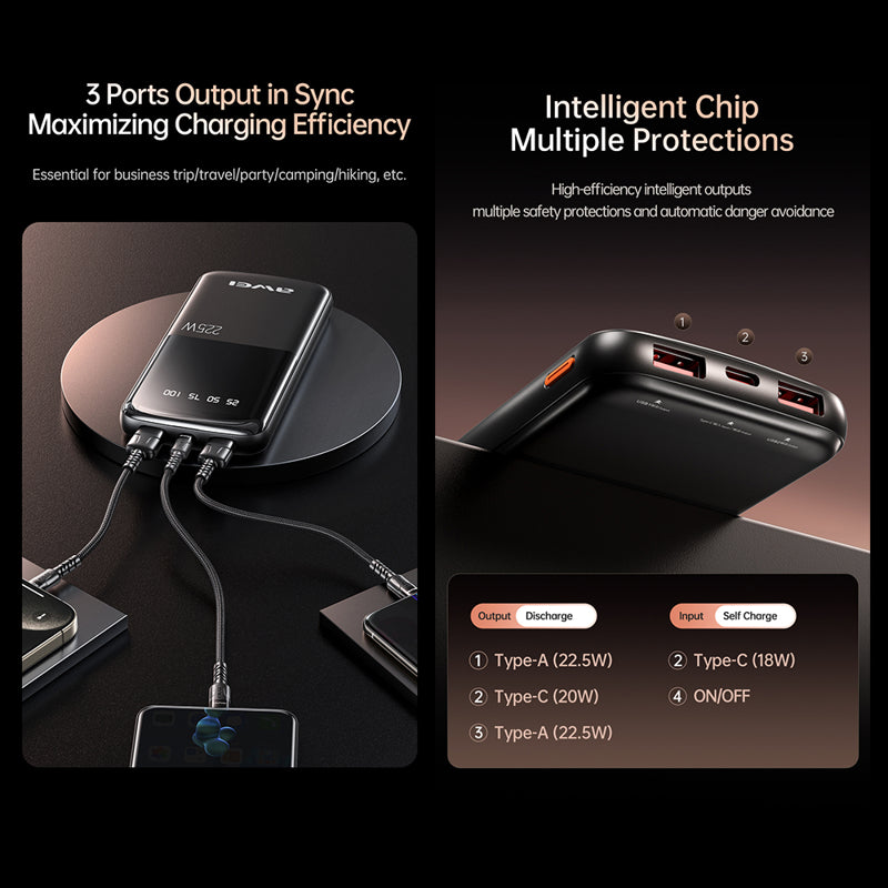 Power bank AWEI P10K 10000mAh crni