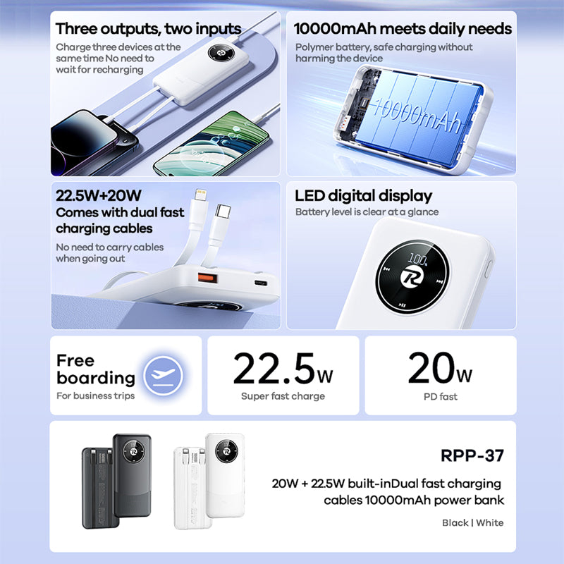 Power Bank REMAX RPP-37 20W PD+22.5W QC 10000mAh