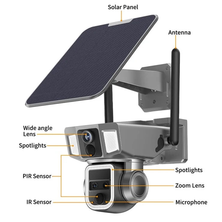 Solarna dualna 4G + WiFi kamera 10X ZOOM