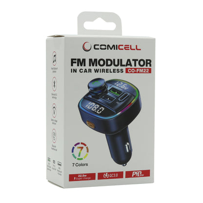 FM Modulator Comicell CO-FM22 2xUSB QC3.0 22.5W+Type-C PD 20W crni