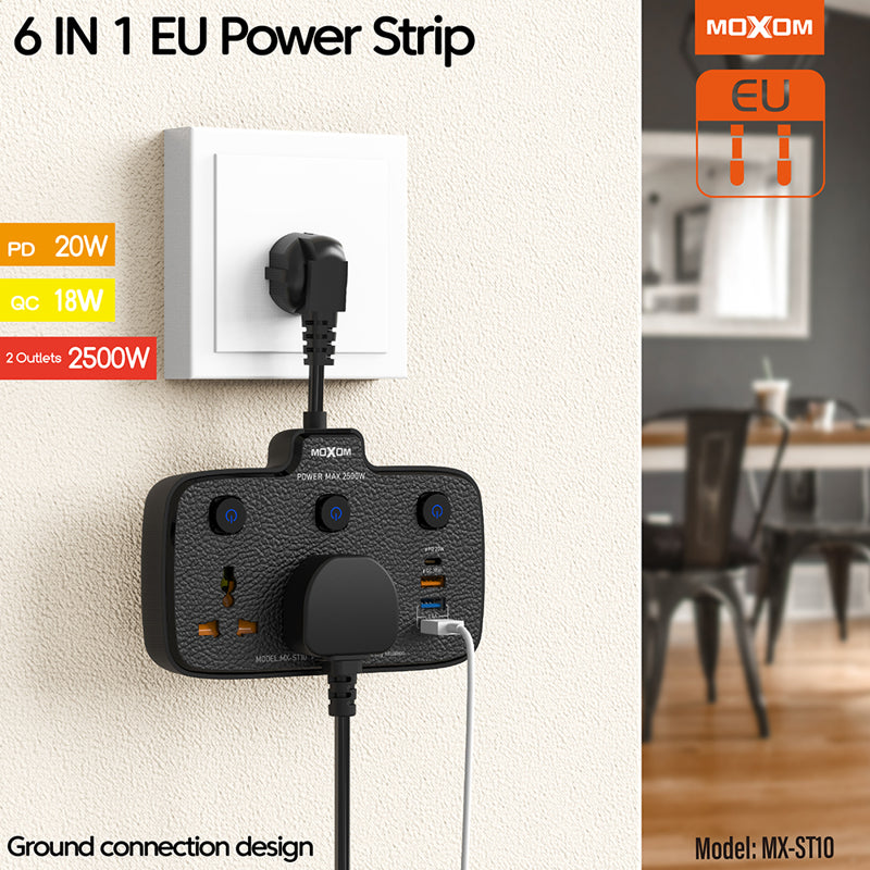 Produzni adapter Moxom MX-ST10 Home&Travel crni