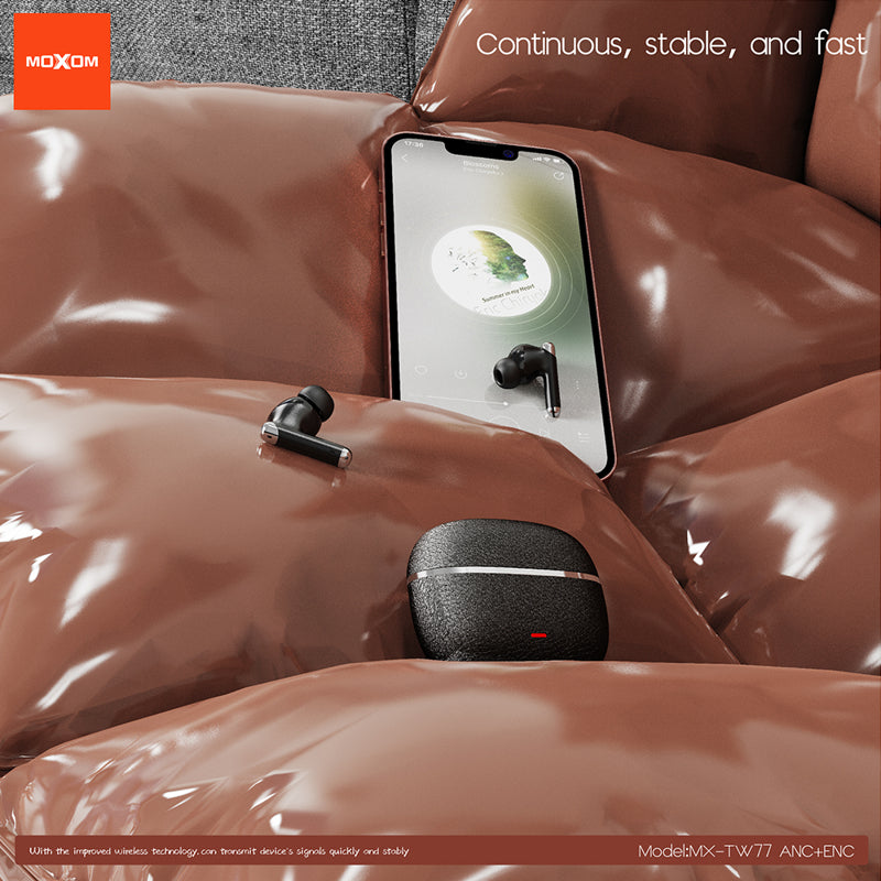Slusalice bluetooth Moxom MX-TW77 ANC+ENC krem