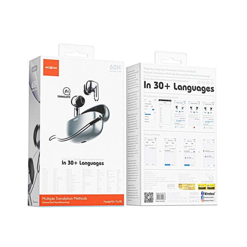 Slusalice bluetooth Moxom MX-TW78 AI prevodilac srebrne