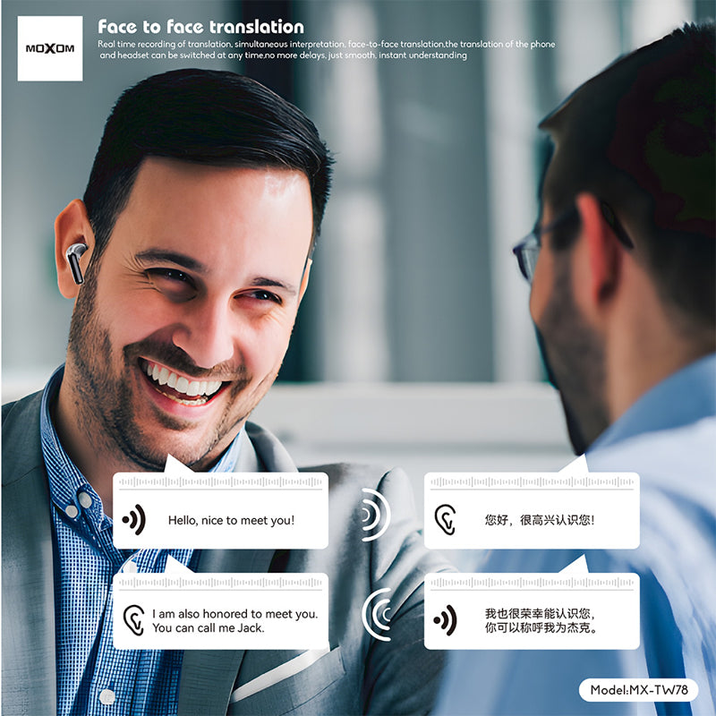 Slusalice bluetooth Moxom MX-TW78 AI prevodilac srebrne