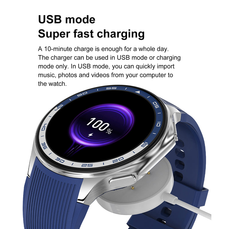 Smart watch DT Watch X plavi (plava silikonska i braon kozna narukvica)