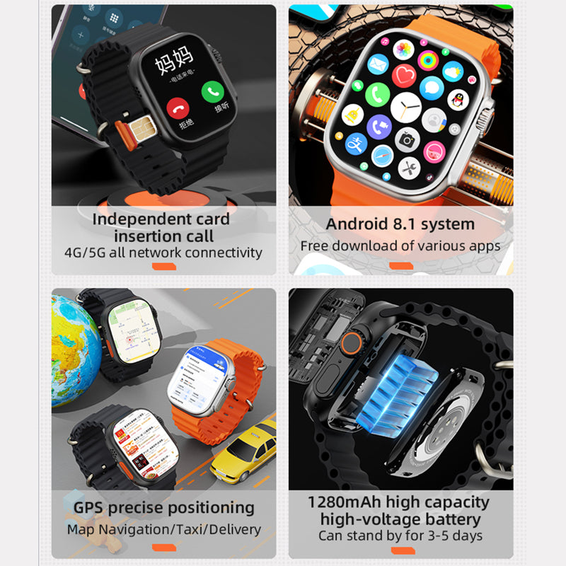 Smart watch 4G Network WATCH ULTRA sivi (narandzasta narukvica)