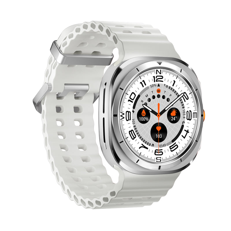 Smart watch W7 Watch Ultra srebrni (bela silikonska narukvica)