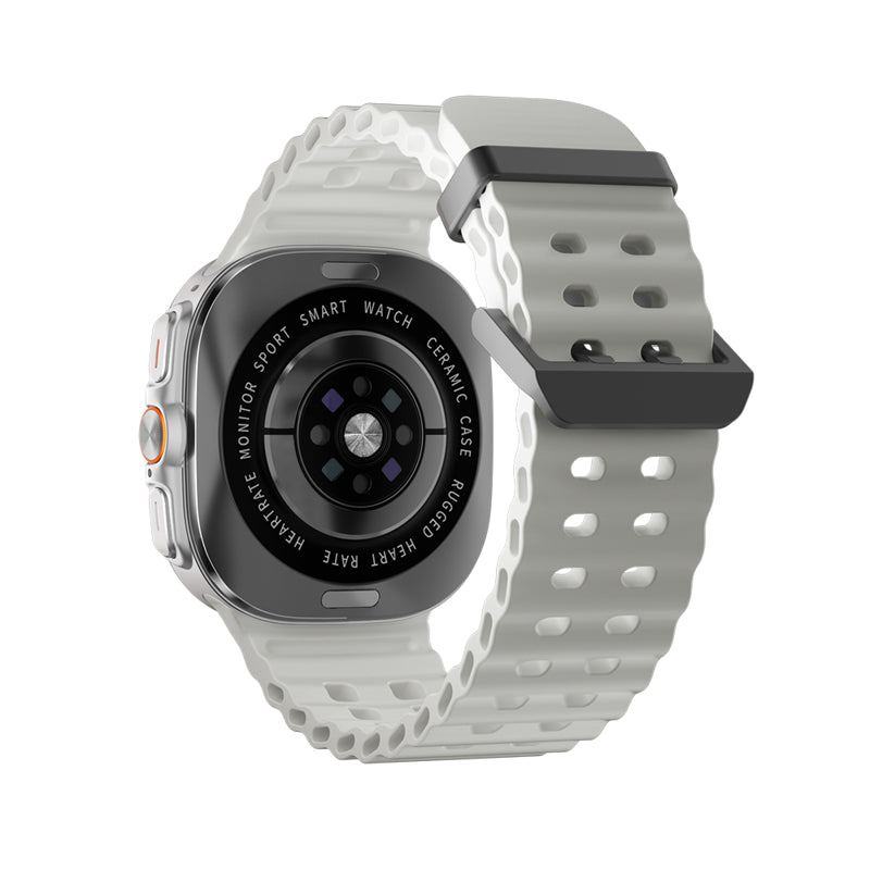 Smart watch W7 Watch Ultra srebrni (bela silikonska narukvica)