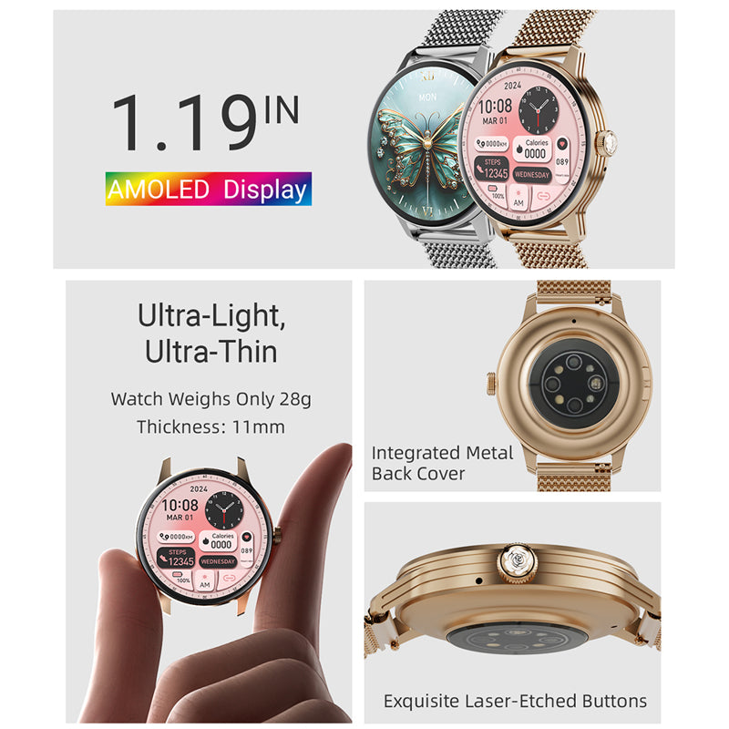 Smart watch OD9 zlatni (zlatna metalna i pink silikonska narukvica)