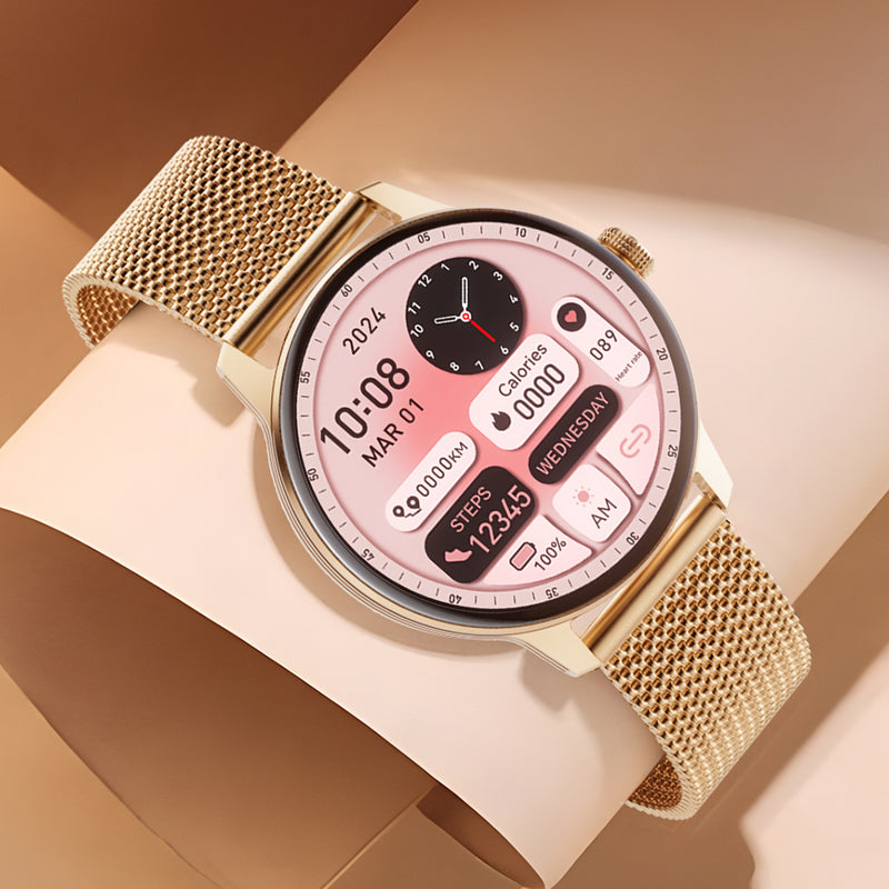 Smart watch OD9 zlatni (zlatna metalna i pink silikonska narukvica)