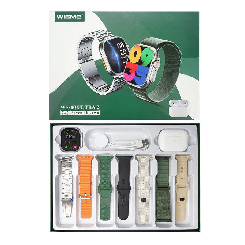 Pametni sat WS-80 ULTRA2 i bluetooth slusalice set (7 narukvica)