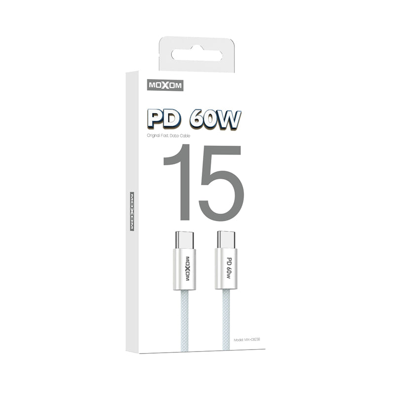USB data kabal MOXOM MX-CB238 60W Type-C na Type-C beli