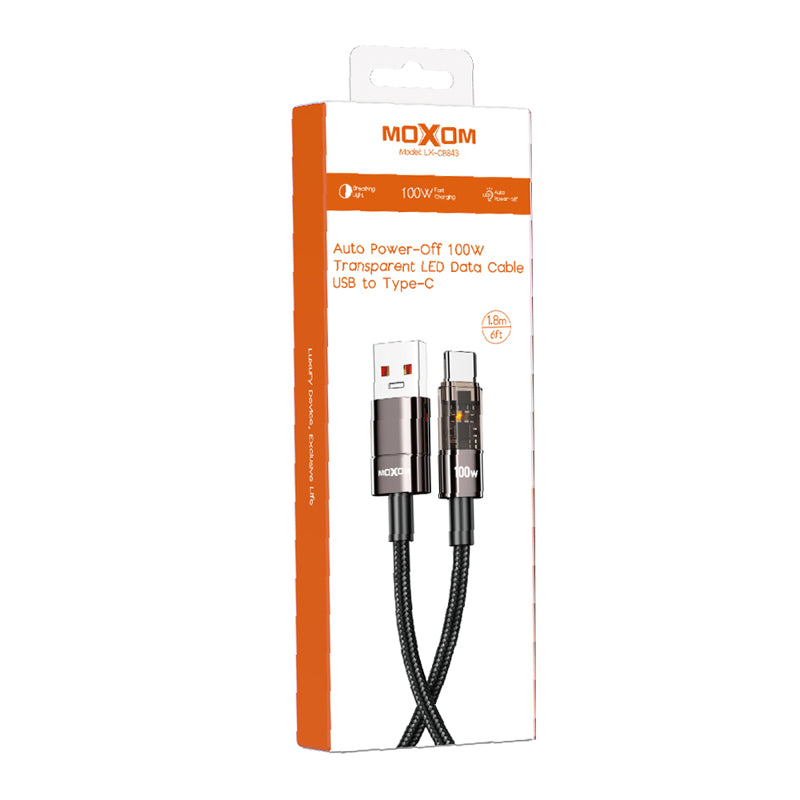 USB data kabal MOXOM LX-CB842 100W Type-C 1.2m crni