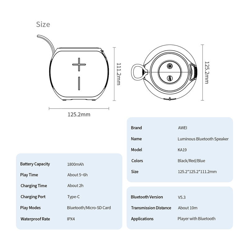 Zvucnik bluetooth AWEI KA19 crni